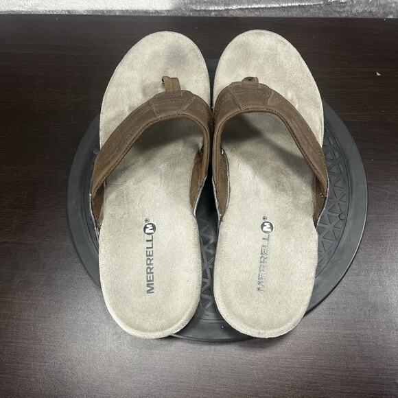 Merrell Mens Size 12 Brown Slide Thong Flip Flops Sandspur 2 Comfort Sandals - Picture 5 of 10